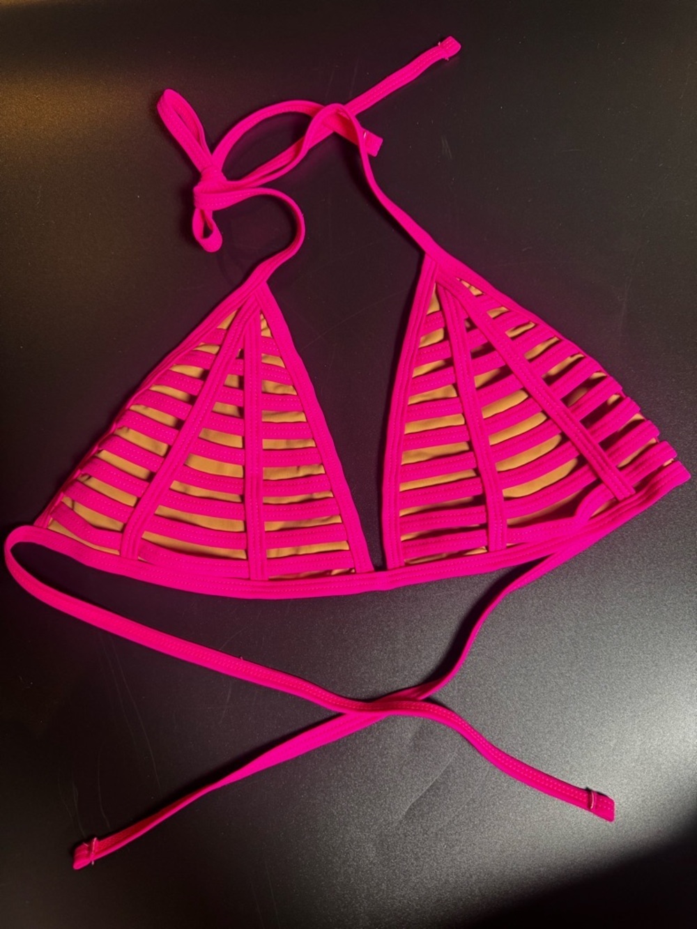 Beach Bunny Neon Pink Strappy Bikini Top DD S Luxury Glam